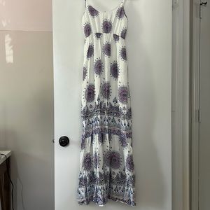 Entro White Patterned Maxi Dress